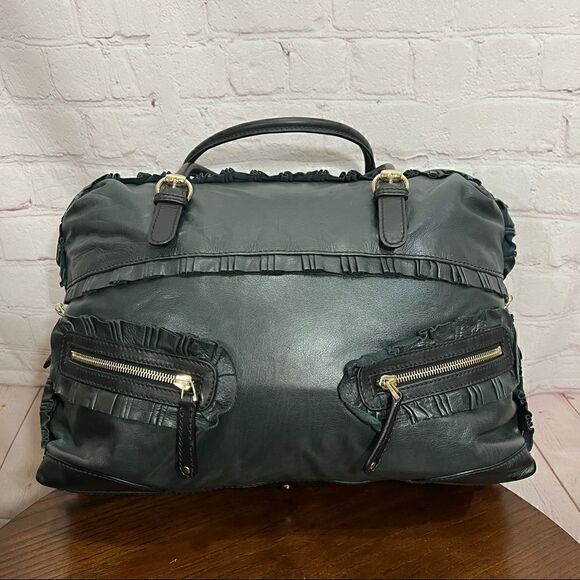GUCCI SABRINA calfskin Leather ruffle medium sabrina boston tote black EUC - Picture 2 of 16